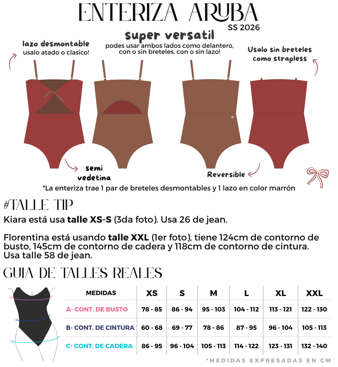 enteriza reversible marron y bordo trendy
